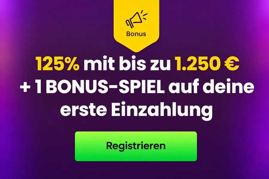 Bizzo Casino Bonus: 125 % bis zu 1.250 € plus Bonus-Spiel auf die erste Einzahlung